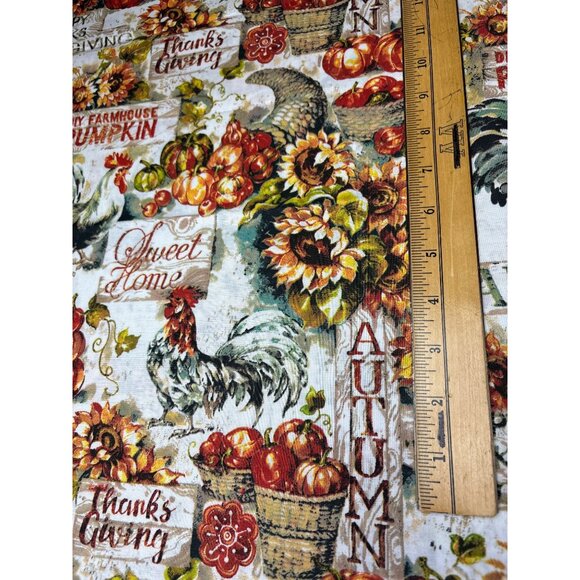 Thanksgiving-Themed Cotton Fabric 25"x44" Joann Roosters Pumpkins Sunflowers Des - Picture 5 of 12